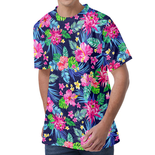 Blossom Tropical Flower Pattern Print Men's Velvet T-Shirt