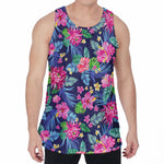 Blossom Tropical Flower Pattern Print Men's Velvet Tank Top