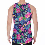 Blossom Tropical Flower Pattern Print Men's Velvet Tank Top