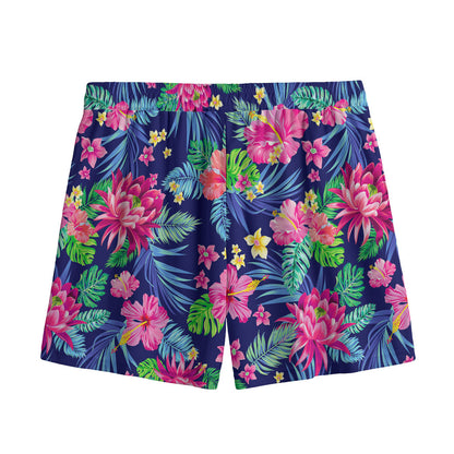 Blossom Tropical Flower Pattern Print Mesh Shorts