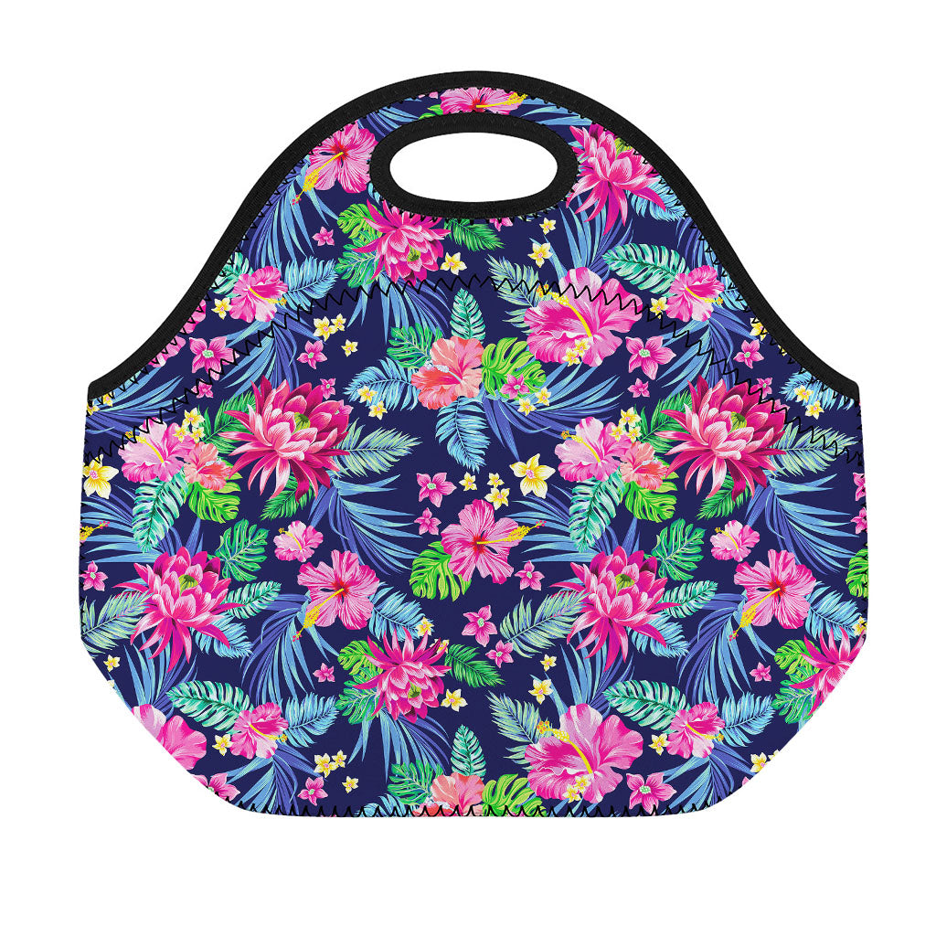 Blossom Tropical Flower Pattern Print Neoprene Lunch Bag