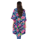 Blossom Tropical Flower Pattern Print Open Front Beach Cover Up