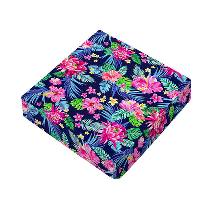 Blossom Tropical Flower Pattern Print Outdoor Seat Cushion Cover