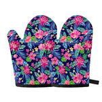 Blossom Tropical Flower Pattern Print Oven Mitts