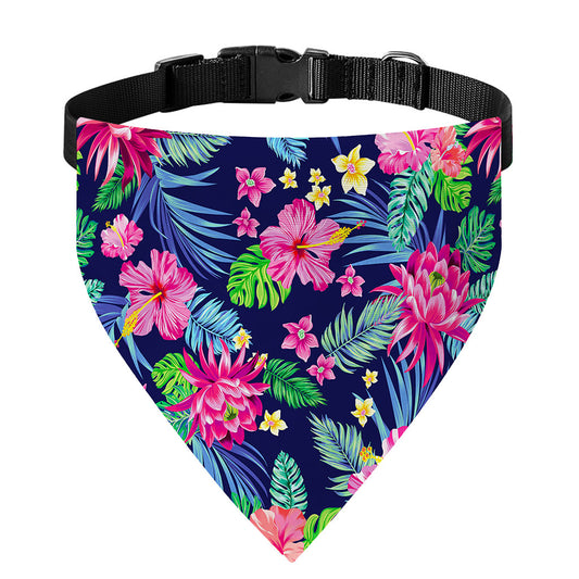 Blossom Tropical Flower Pattern Print Over The Collar Dog Bandana
