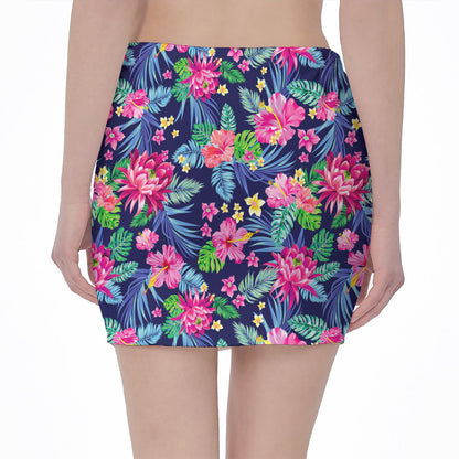 Blossom Tropical Flower Pattern Print Pencil Mini Skirt
