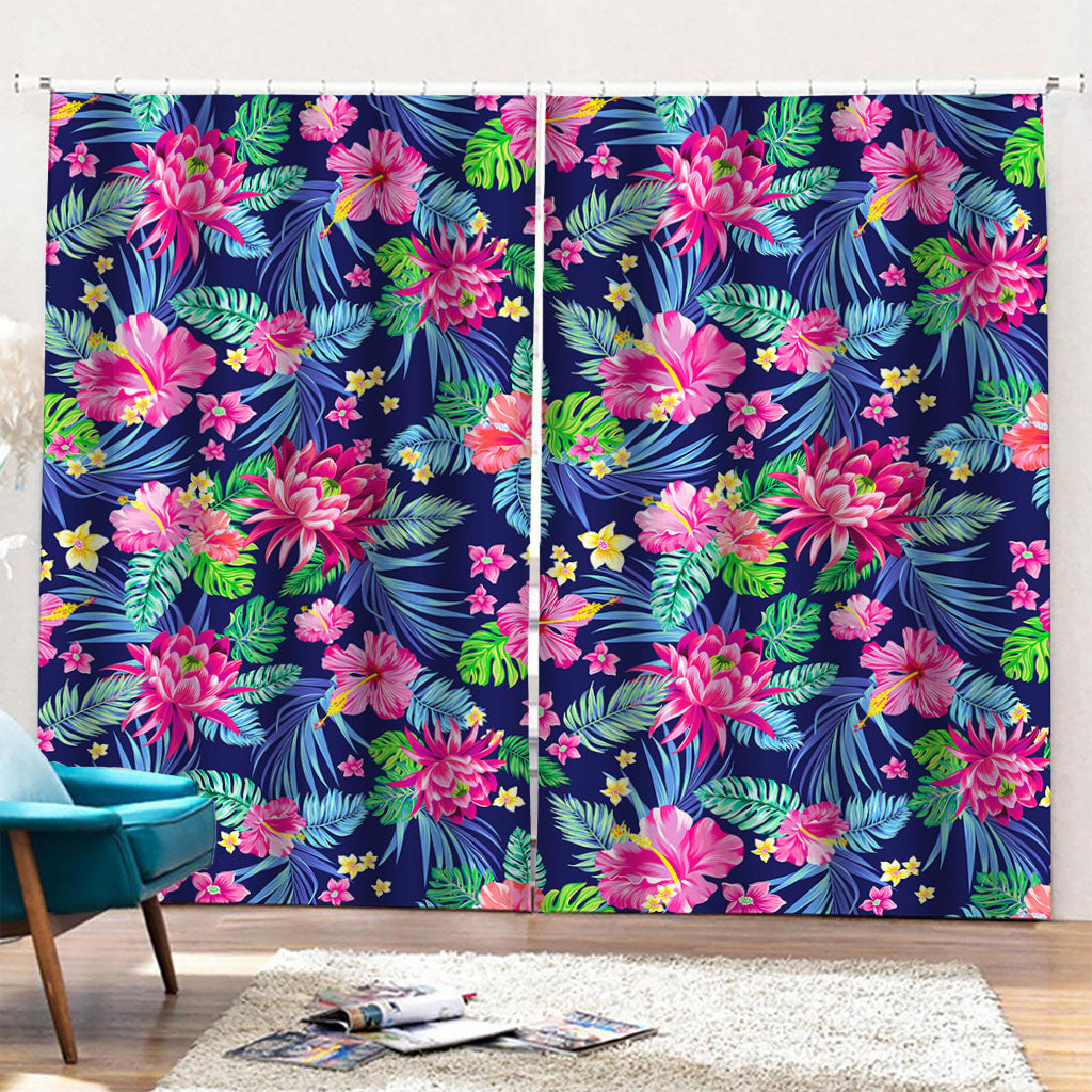 Blossom Tropical Flower Pattern Print Pencil Pleat Curtains