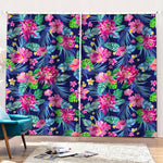 Blossom Tropical Flower Pattern Print Pencil Pleat Curtains