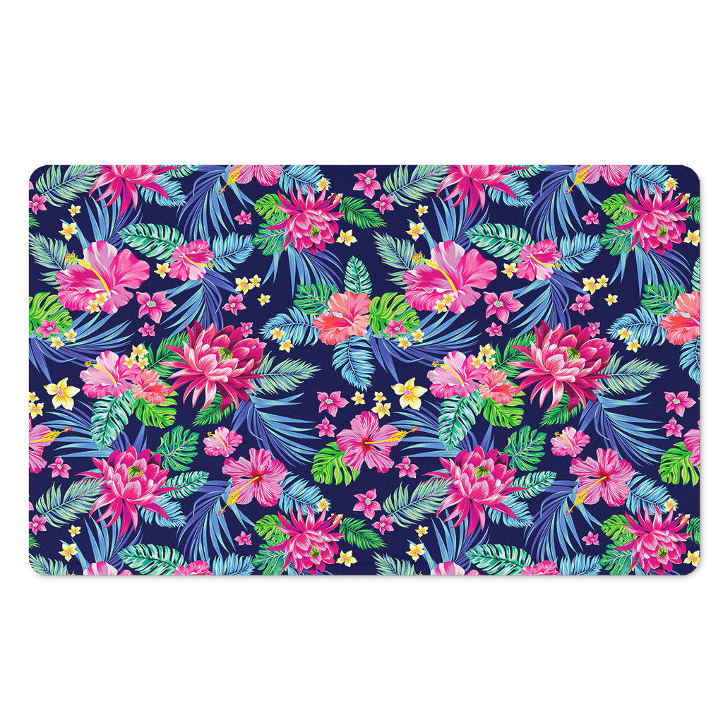 Blossom Tropical Flower Pattern Print Polyester Doormat