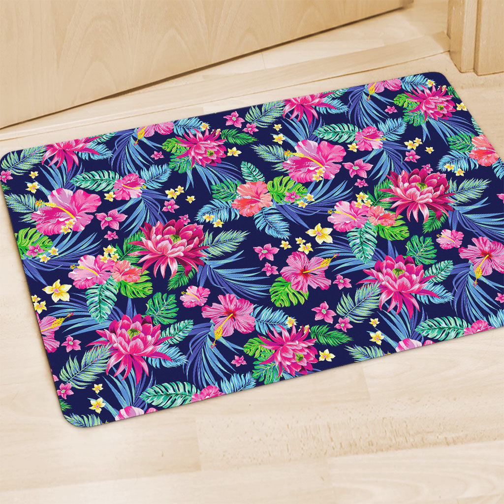 Blossom Tropical Flower Pattern Print Polyester Doormat