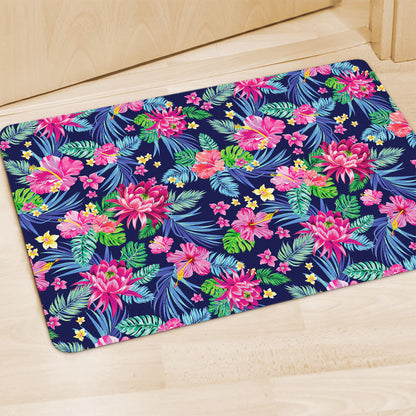 Blossom Tropical Flower Pattern Print Polyester Doormat