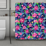 Blossom Tropical Flower Pattern Print Polyester Shower Curtain