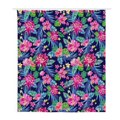 Blossom Tropical Flower Pattern Print Polyester Shower Curtain