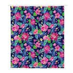 Blossom Tropical Flower Pattern Print Polyester Shower Curtain