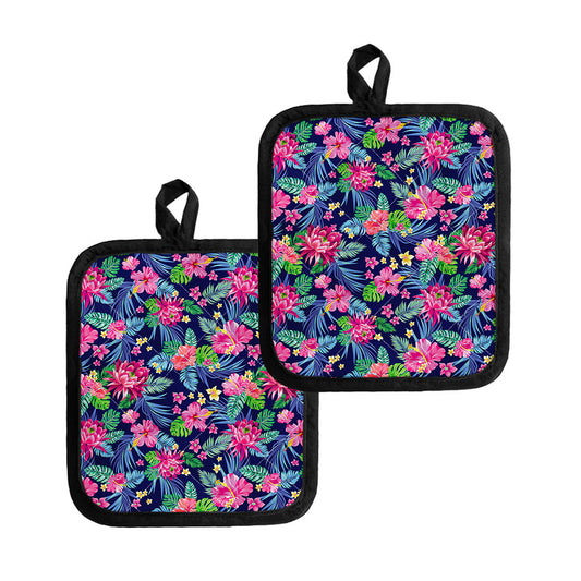 Blossom Tropical Flower Pattern Print Pot Holders
