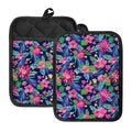 Blossom Tropical Flower Pattern Print Pot Holders With Pocket