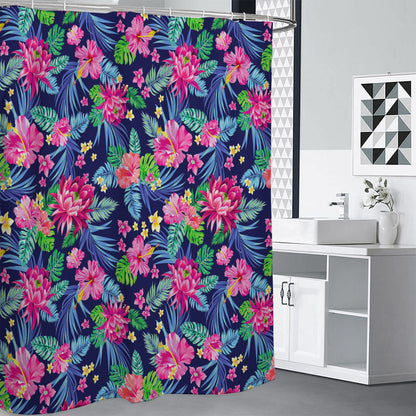 Blossom Tropical Flower Pattern Print Premium Shower Curtain