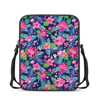 Blossom Tropical Flower Pattern Print Rectangular Crossbody Bag