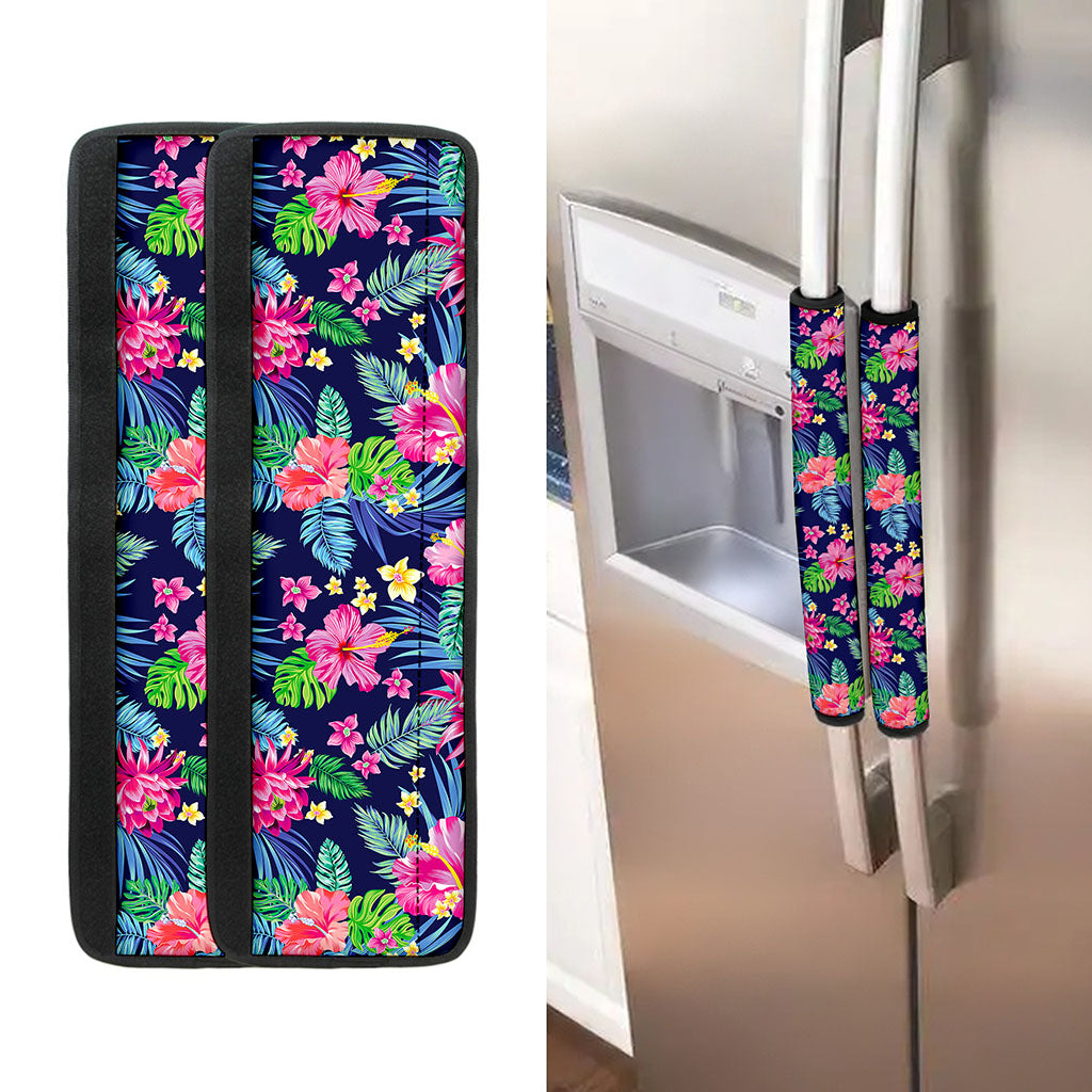 Blossom Tropical Flower Pattern Print Refrigerator Handle Covers
