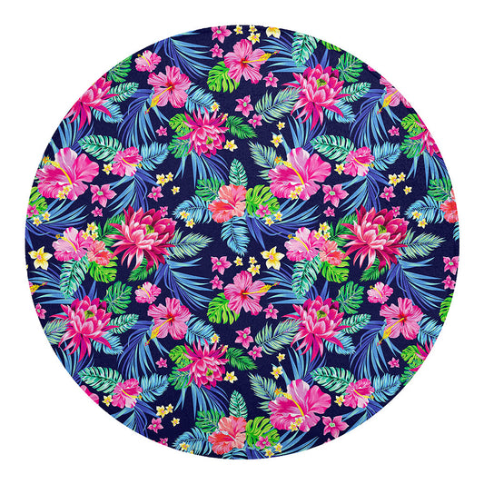 Blossom Tropical Flower Pattern Print Round Blanket