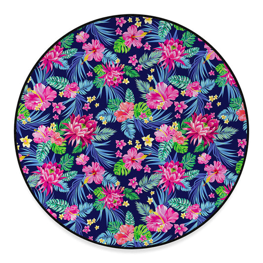 Blossom Tropical Flower Pattern Print Round Floor Mat