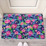 Blossom Tropical Flower Pattern Print Rubber Doormat