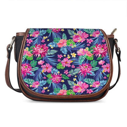 Blossom Tropical Flower Pattern Print Saddle Bag