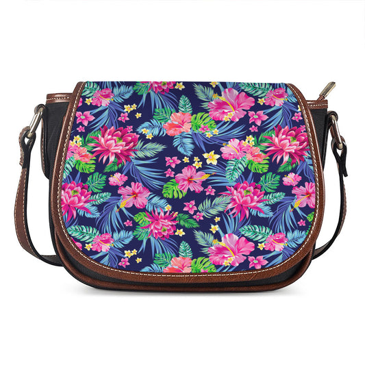 Blossom Tropical Flower Pattern Print Saddle Bag