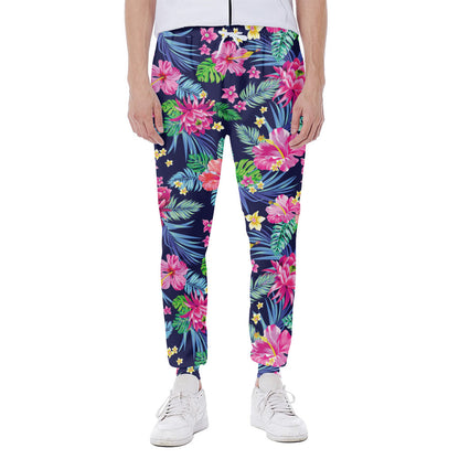 Blossom Tropical Flower Pattern Print Scuba Joggers