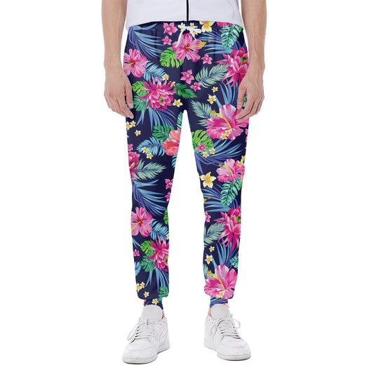 Blossom Tropical Flower Pattern Print Scuba Joggers