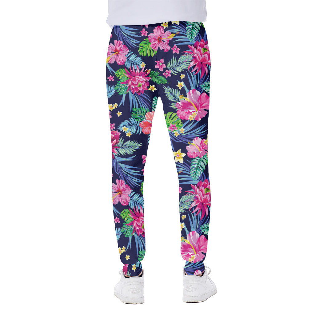 Blossom Tropical Flower Pattern Print Scuba Joggers