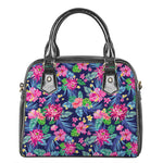 Blossom Tropical Flower Pattern Print Shoulder Handbag