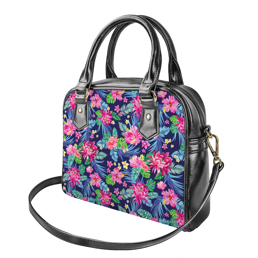 Blossom Tropical Flower Pattern Print Shoulder Handbag