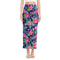 Blossom Tropical Flower Pattern Print Side Slit Maxi Skirt