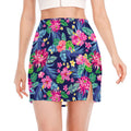Blossom Tropical Flower Pattern Print Side Slit Mini Skirt