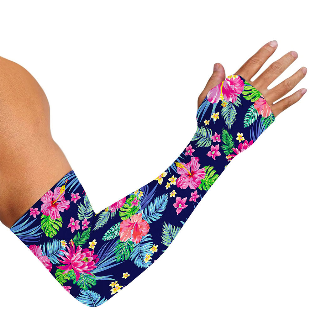 Blossom Tropical Flower Pattern Print Sun Protection Arm Sleeves