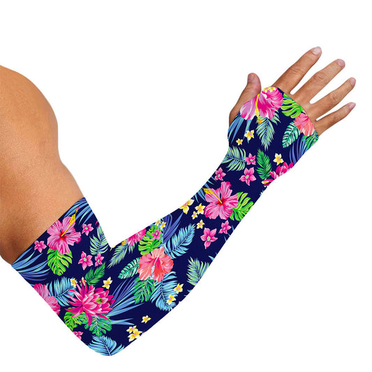 Blossom Tropical Flower Pattern Print Sun Protection Arm Sleeves