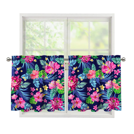 Blossom Tropical Flower Pattern Print Tier Curtains
