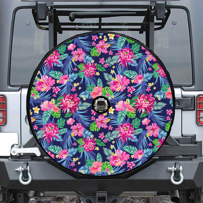Blossom Tropical Flower Pattern Print Tire Cover With Camera Hole