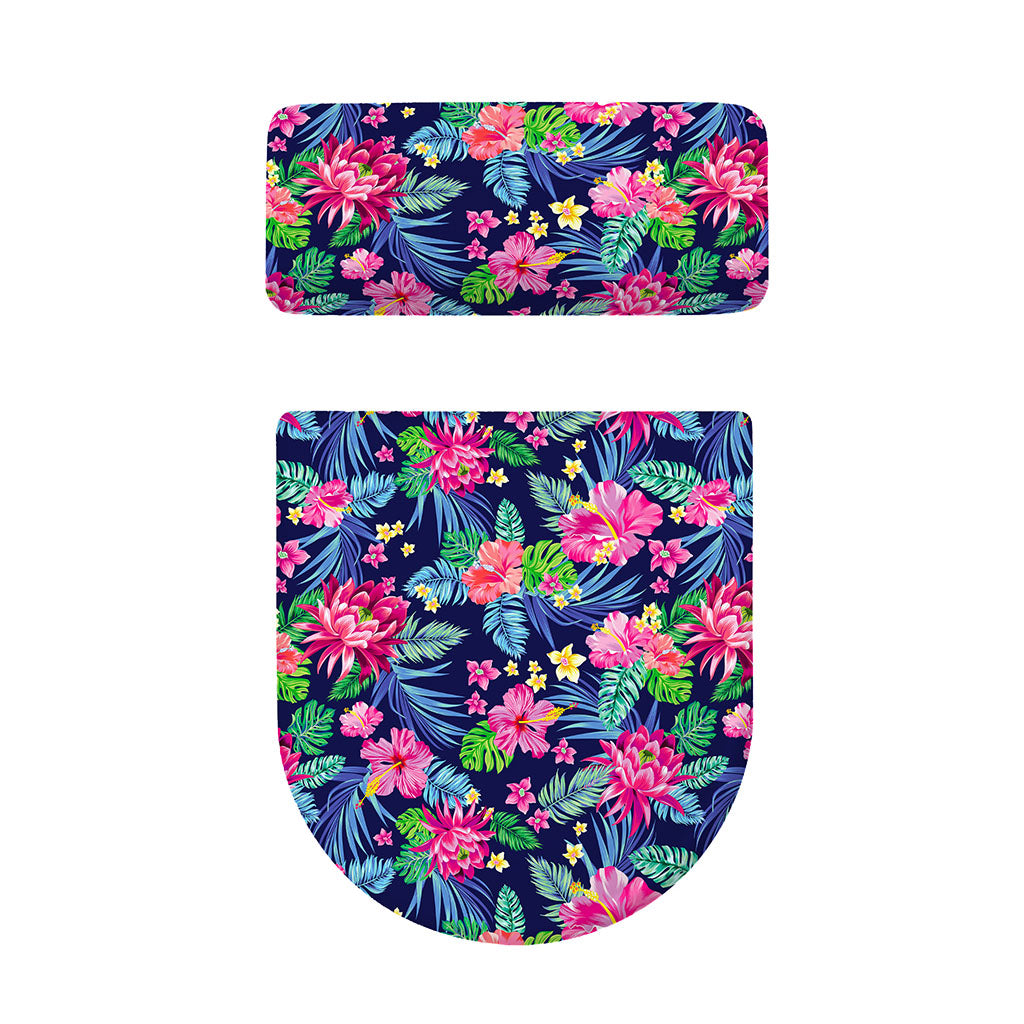 Blossom Tropical Flower Pattern Print Toilet Lid And Tank Cover Set