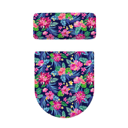 Blossom Tropical Flower Pattern Print Toilet Lid And Tank Cover Set