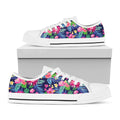 Blossom Tropical Flower Pattern Print White Low Top Sneakers