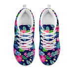 Blossom Tropical Flower Pattern Print White Running Shoes