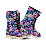 Blossom Tropical Flower Pattern Print Winter Boots