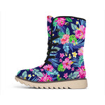 Blossom Tropical Flower Pattern Print Winter Boots