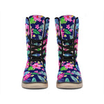 Blossom Tropical Flower Pattern Print Winter Boots