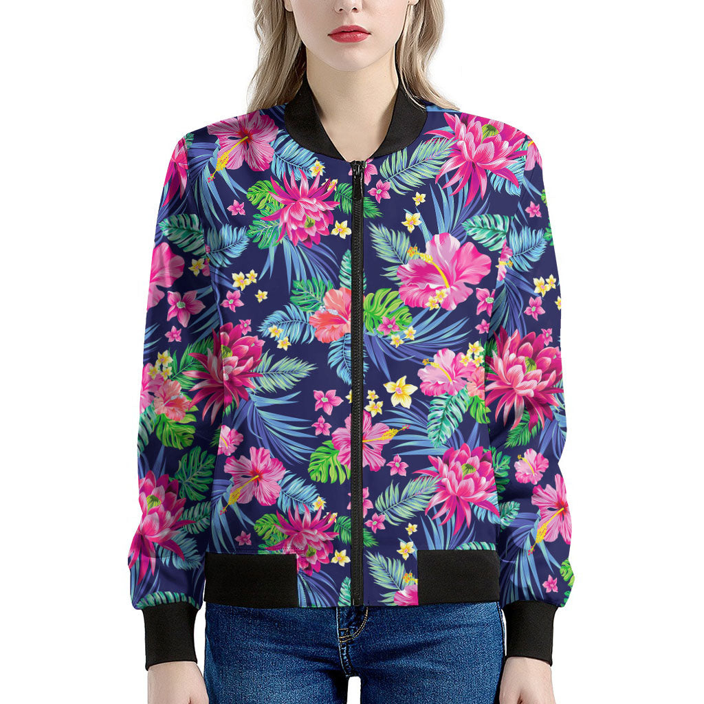Blossom Tropical Flower Pattern Print Women's Bomber Jacket