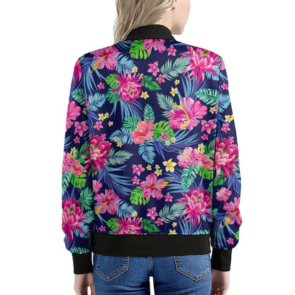 Blossom Tropical Flower Pattern Print Women's Bomber Jacket