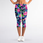 Blossom Tropical Flower Pattern Print Women's Capri Leggings