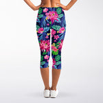 Blossom Tropical Flower Pattern Print Women's Capri Leggings